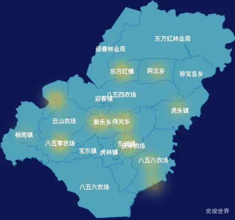 echarts鸡西市虎林市geoJson地图热力图