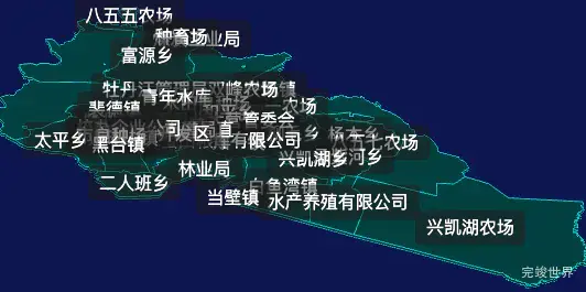 threejs鸡西市密山市geoJson地图3d地图CSS2D外加旋转棱锥