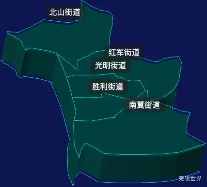 threejs鹤岗市向阳区geoJson地图3d地图css2d标签