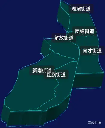 threejs鹤岗市工农区geoJson地图3d地图css2d标签