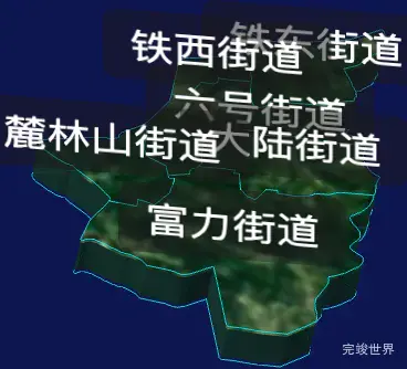 threejs鹤岗市南山区geoJson地图3d地图自定义贴图加CSS3D标签