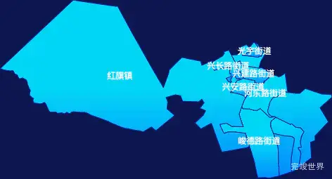 echarts鹤岗市兴安区geoJson地图局部颜色渐变