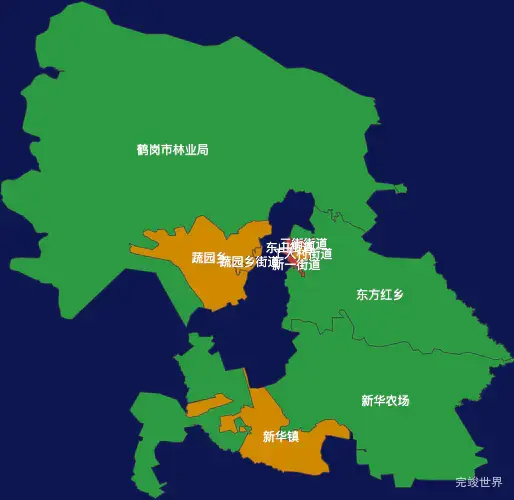 echarts鹤岗市东山区geoJson地图定义颜色