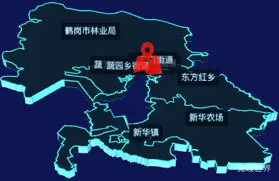 echarts鹤岗市东山区geoJson地图3d地图自定义图标