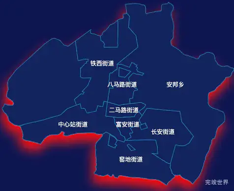 echarts双鸭山市尖山区geoJson地图阴影