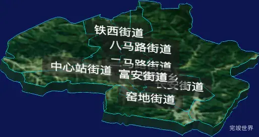 threejs双鸭山市尖山区geoJson地图3d地图自定义贴图加CSS3D标签