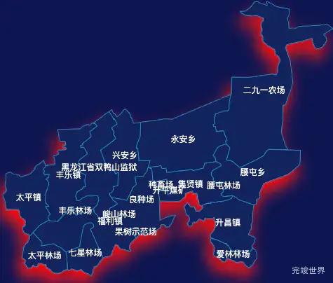 echarts双鸭山市集贤县geoJson地图阴影