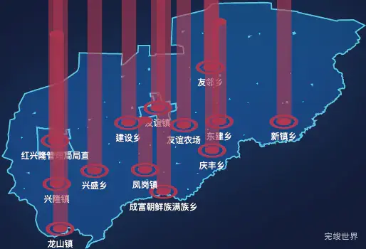 echarts双鸭山市友谊县geoJson地图添加柱状图