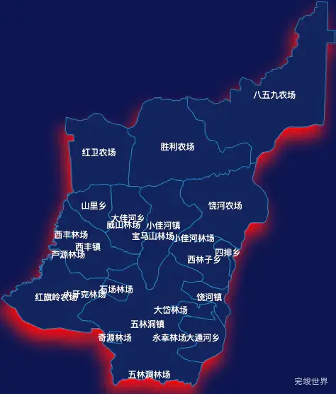 echarts双鸭山市饶河县geoJson地图阴影