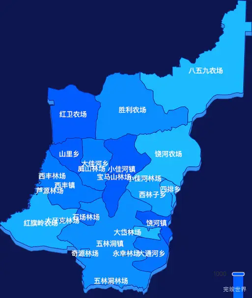 echarts双鸭山市饶河县geoJson地图 visualMap控制地图颜色