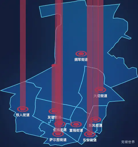 echarts大庆市萨尔图区geoJson地图添加柱状图