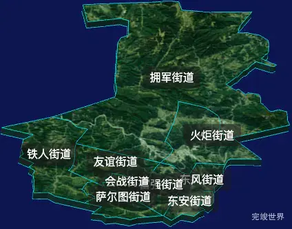 threejs大庆市萨尔图区geoJson地图3d地图自定义贴图加CSS2D标签