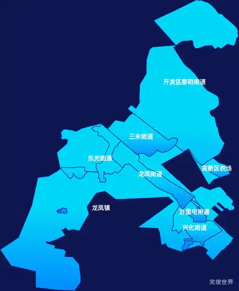 echarts大庆市龙凤区geoJson地图局部颜色渐变