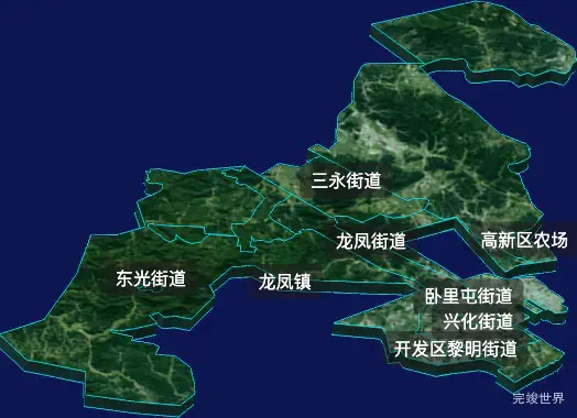 threejs大庆市龙凤区geoJson地图3d地图自定义贴图加CSS2D标签