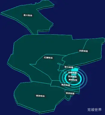 threejs大庆市让胡路区geoJson地图3d地图添加旋转棱锥