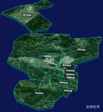 threejs大庆市让胡路区geoJson地图3d地图自定义贴图加CSS3D标签