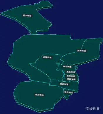 threejs大庆市让胡路区geoJson地图3d地图CSS3D标签