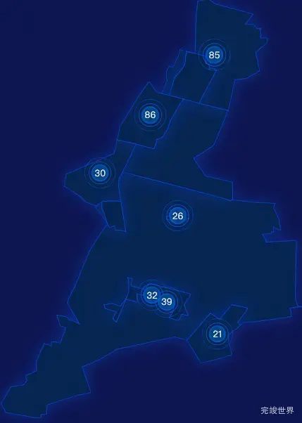 echarts大庆市红岗区geoJson地图圆形波纹状气泡图