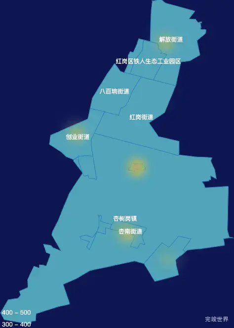 echarts大庆市红岗区geoJson地图热力图