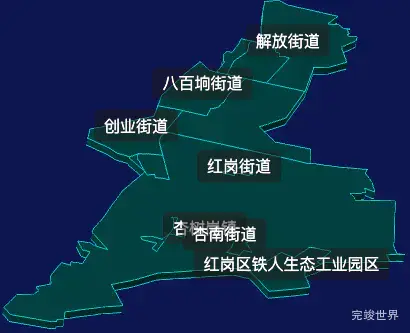 threejs大庆市红岗区geoJson地图3d地图css2d标签