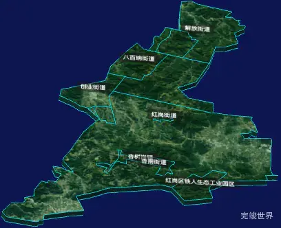 threejs大庆市红岗区geoJson地图3d地图自定义贴图加CSS3D标签