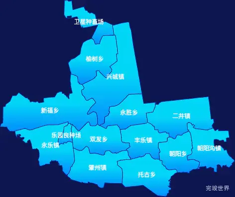 echarts大庆市肇州县geoJson地图局部颜色渐变