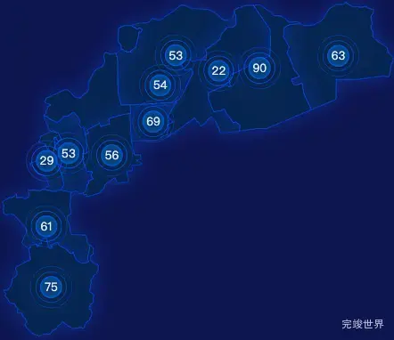 echarts佳木斯市桦川县geoJson地图圆形波纹状气泡图