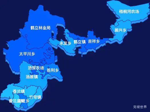 echarts佳木斯市汤原县geoJson地图 visualMap控制地图颜色