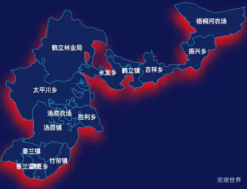 echarts佳木斯市汤原县geoJson地图阴影