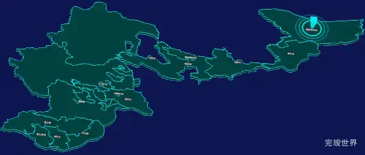 threejs佳木斯市汤原县geoJson地图3d地图添加旋转棱锥