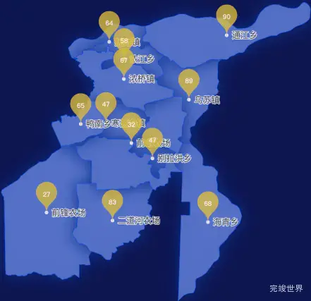 echarts佳木斯市抚远市geoJson地图水滴状气泡图