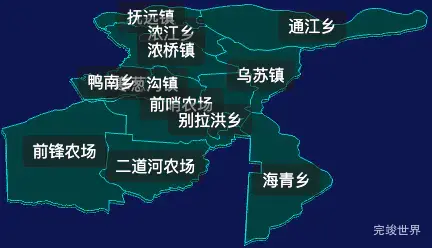 threejs佳木斯市抚远市geoJson地图3d地图css2d标签