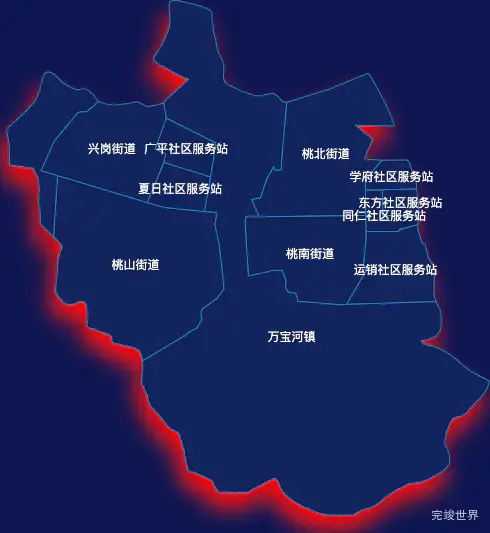 echarts七台河市桃山区geoJson地图阴影