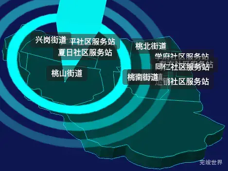 threejs七台河市桃山区geoJson地图3d地图自定义贴图加CSS2D标签