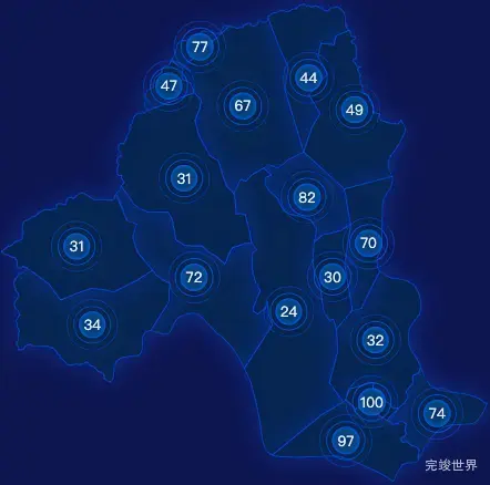 echarts伊春市友好区geoJson地图圆形波纹状气泡图