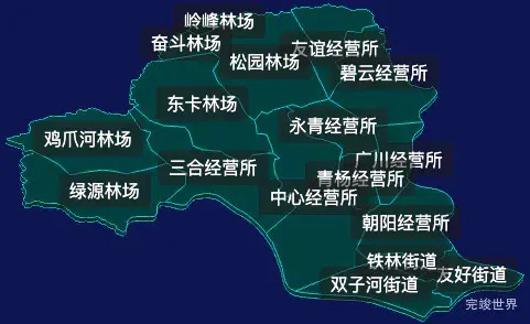 threejs伊春市友好区geoJson地图3d地图css2d标签