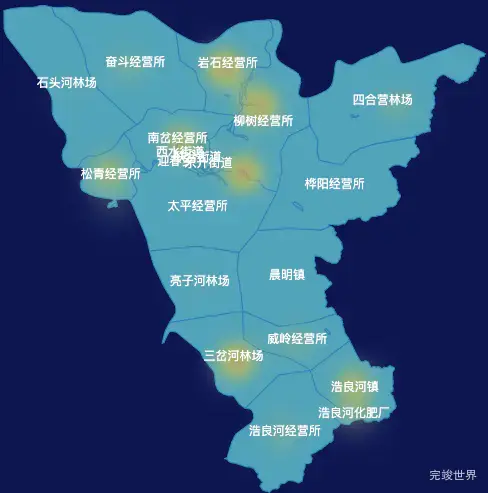 echarts伊春市南岔县geoJson地图热力图