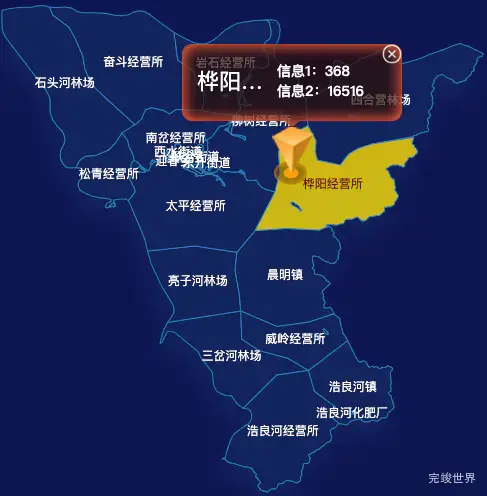 echarts伊春市南岔县geoJson地图点击弹出自定义弹窗