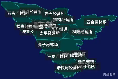 threejs伊春市南岔县geoJson地图3d地图css2d标签