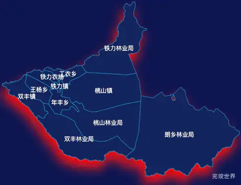 echarts伊春市铁力市geoJson地图阴影