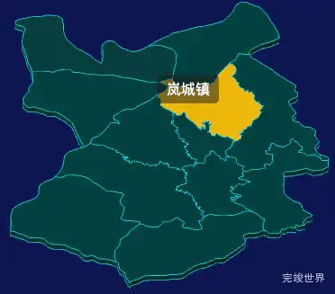 threejs吕梁市岚县geoJson地图3d地图鼠标移入显示标签并高亮