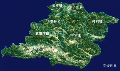 echarts吕梁市中阳县geoJson地图3d地图自定义贴图-绿色地面