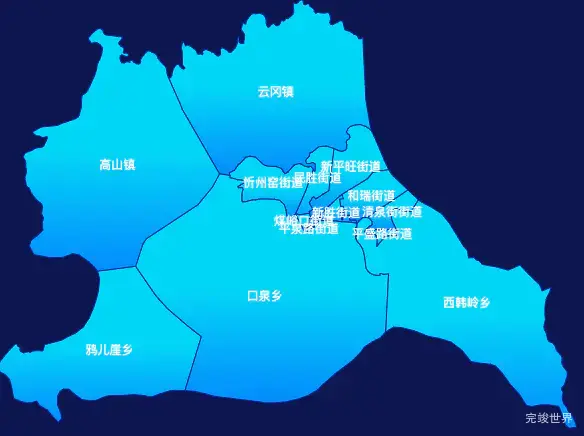 echarts大同市云冈区geoJson地图局部颜色渐变