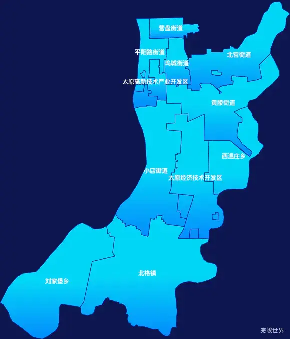 echarts太原市小店区geoJson地图局部颜色渐变