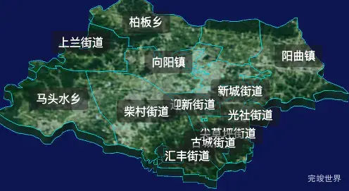 threejs太原市尖草坪区geoJson地图3d地图css2d标签