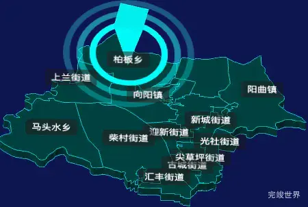 threejs太原市尖草坪区geoJson地图3d地图添加旋转棱锥