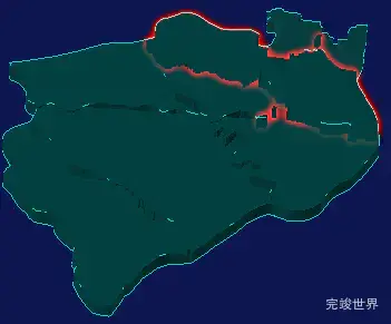 threejs太原市晋源区geoJson地图3d地图红色描边闪烁警报