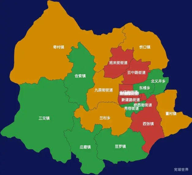 echarts忻州市忻府区geoJson地图定义颜色