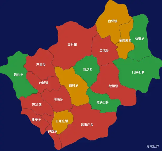 echarts忻州市五台县geoJson地图定义颜色