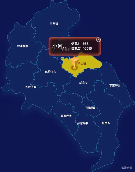 echarts忻州市五寨县geoJson地图点击弹出自定义弹窗